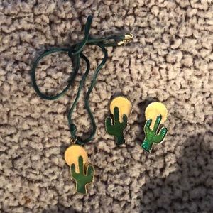 Cactus/sunset necklace and earrings